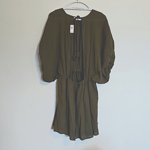 Aerie L Open Back Dress NWT Army Green - Picture 2 of 11